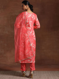 Libas Floral Yoke Design Straight Kurta with Trousers & Dupatta