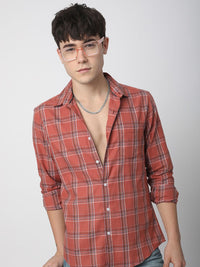 VASTRADO Men Classic Slim Fit Opaque Checked Casual Shirt