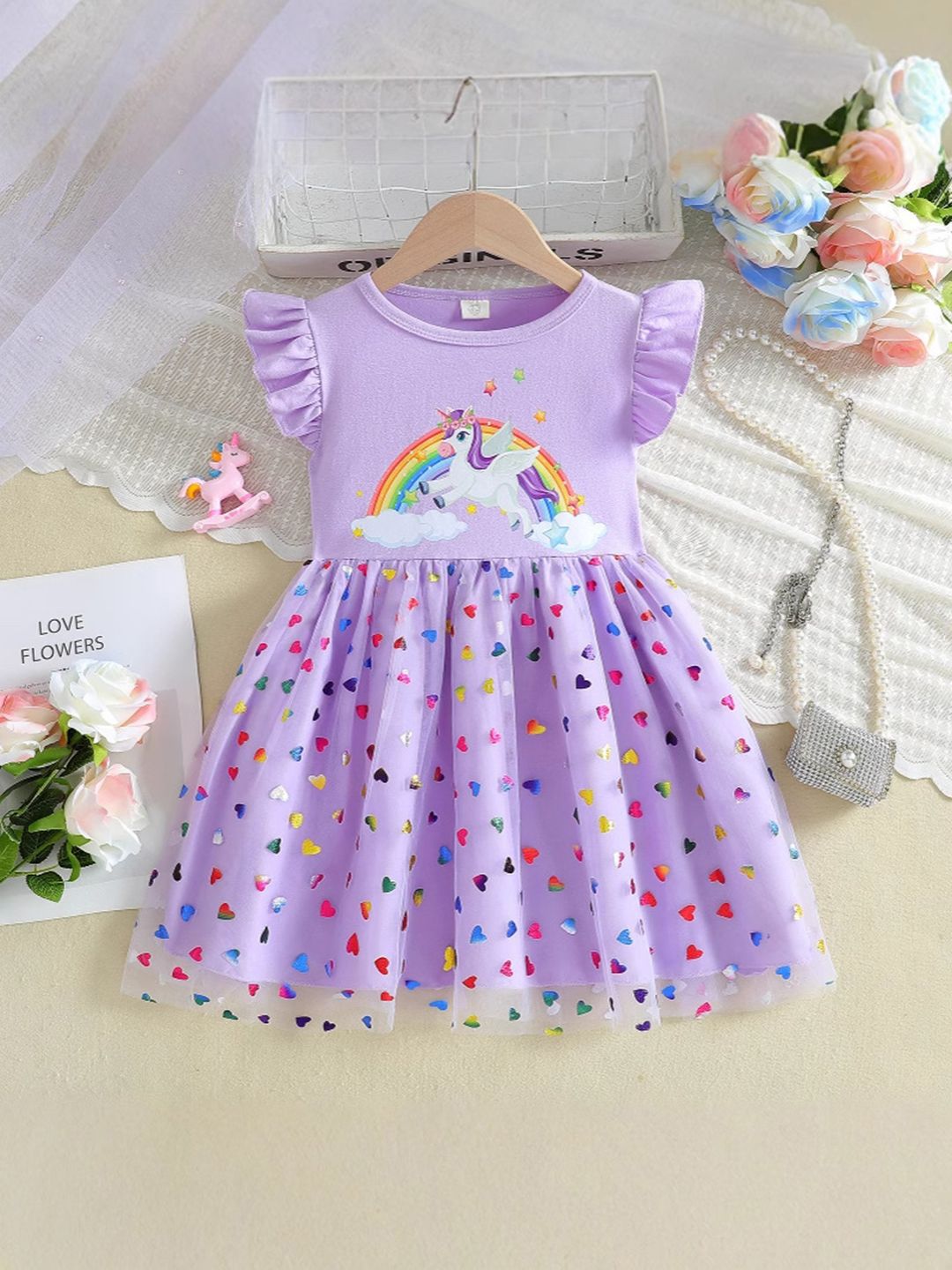YK Girls Printed Peplum Dress