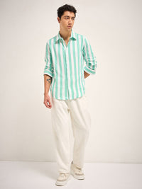 THE BEAR HOUSE Men Vertical Striped Cotton Slim Fit Casual Shirt