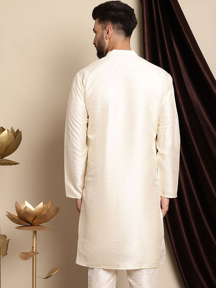 Kurta Lurus Kapas Sutera Warna Krim Anouk