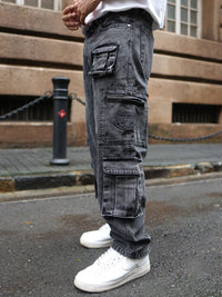 Powerlook Men Loose Baggy Fit Pure Cotton Denim Cargos