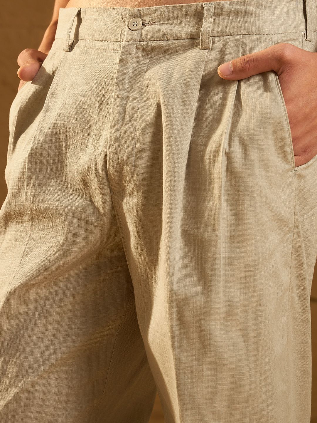 DENNISON Textured Double Pleated Korean Baggy Fit Trouser