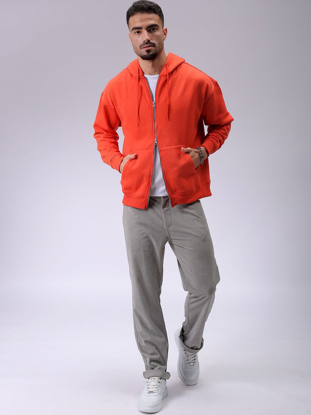 The Indian Garage Co Men Hooded Double Way Front Open Zipper Sweatshirt