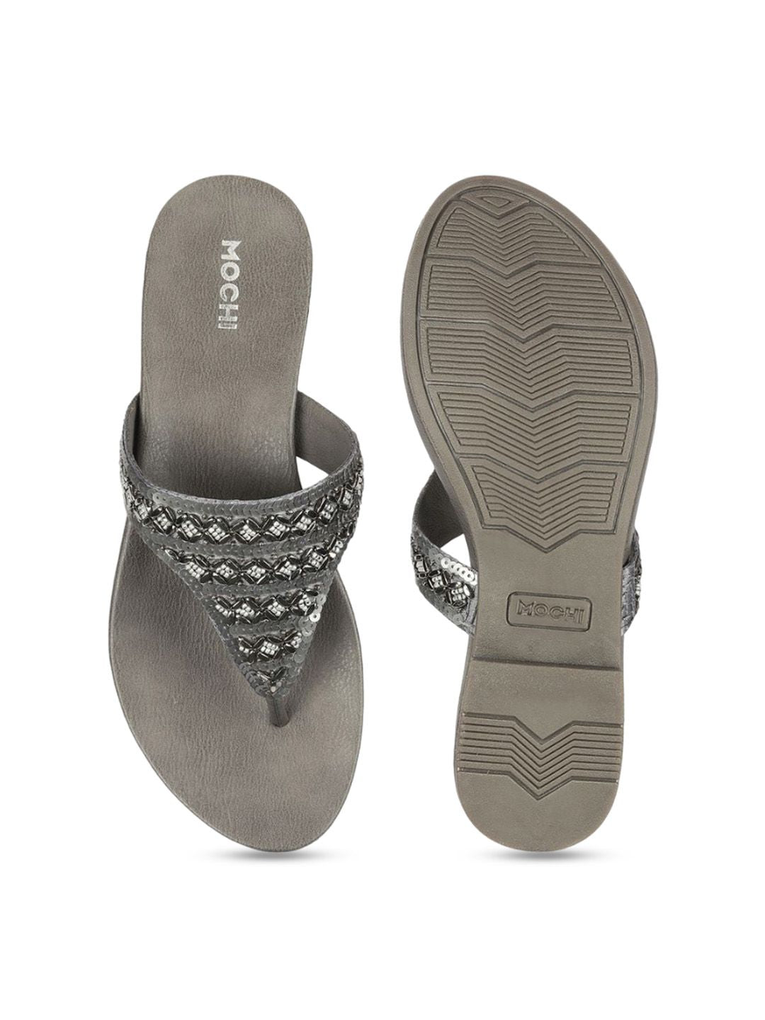 Mochi Women Ethnic T-Strap Flats