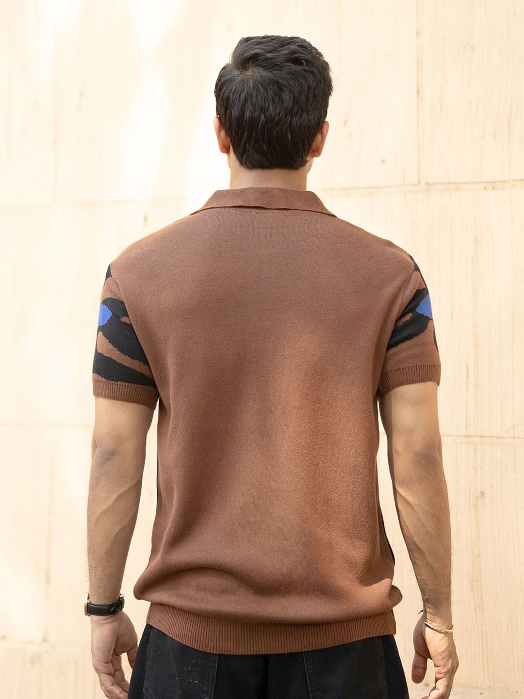 Powerlook Men Graphic Printed Polo Collar Cotton T-shirt