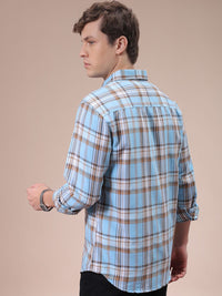 The Indian Garage Co Men Cutaway Collar Checked Cotton Slim Fit Casual Shirt