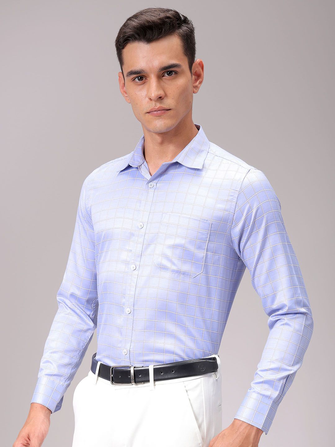 The Indian Garage Co. X Luxe Men Spread Collar Gingham Checked Slim Fit Formal Shirt