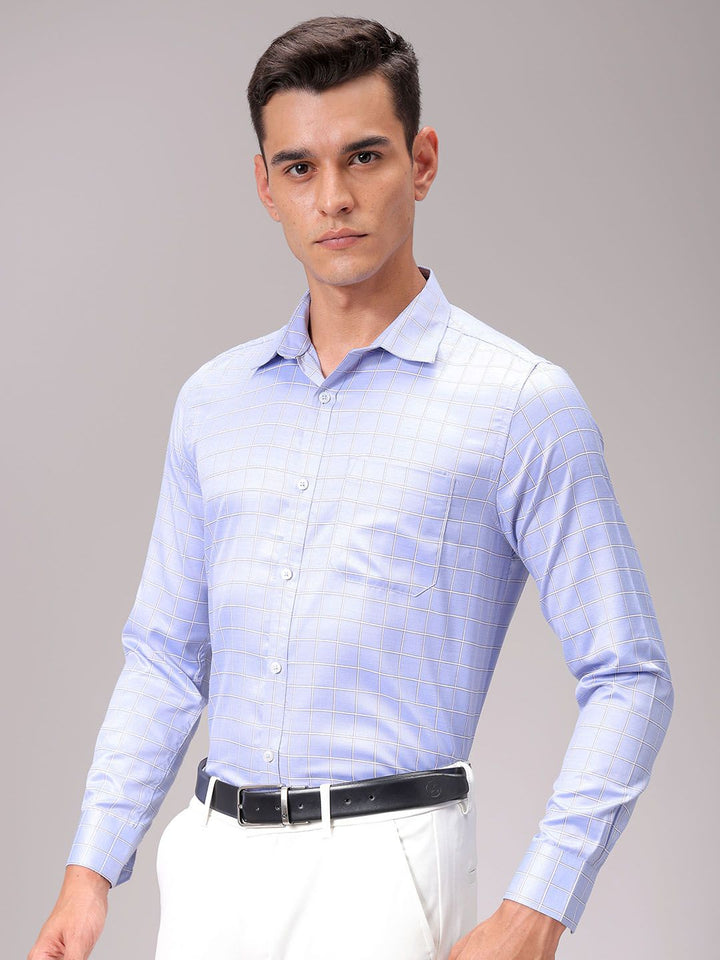 The Indian Garage Co. X Luxe Men Spread Collar Gingham Checked Slim Fit Formal Shirt