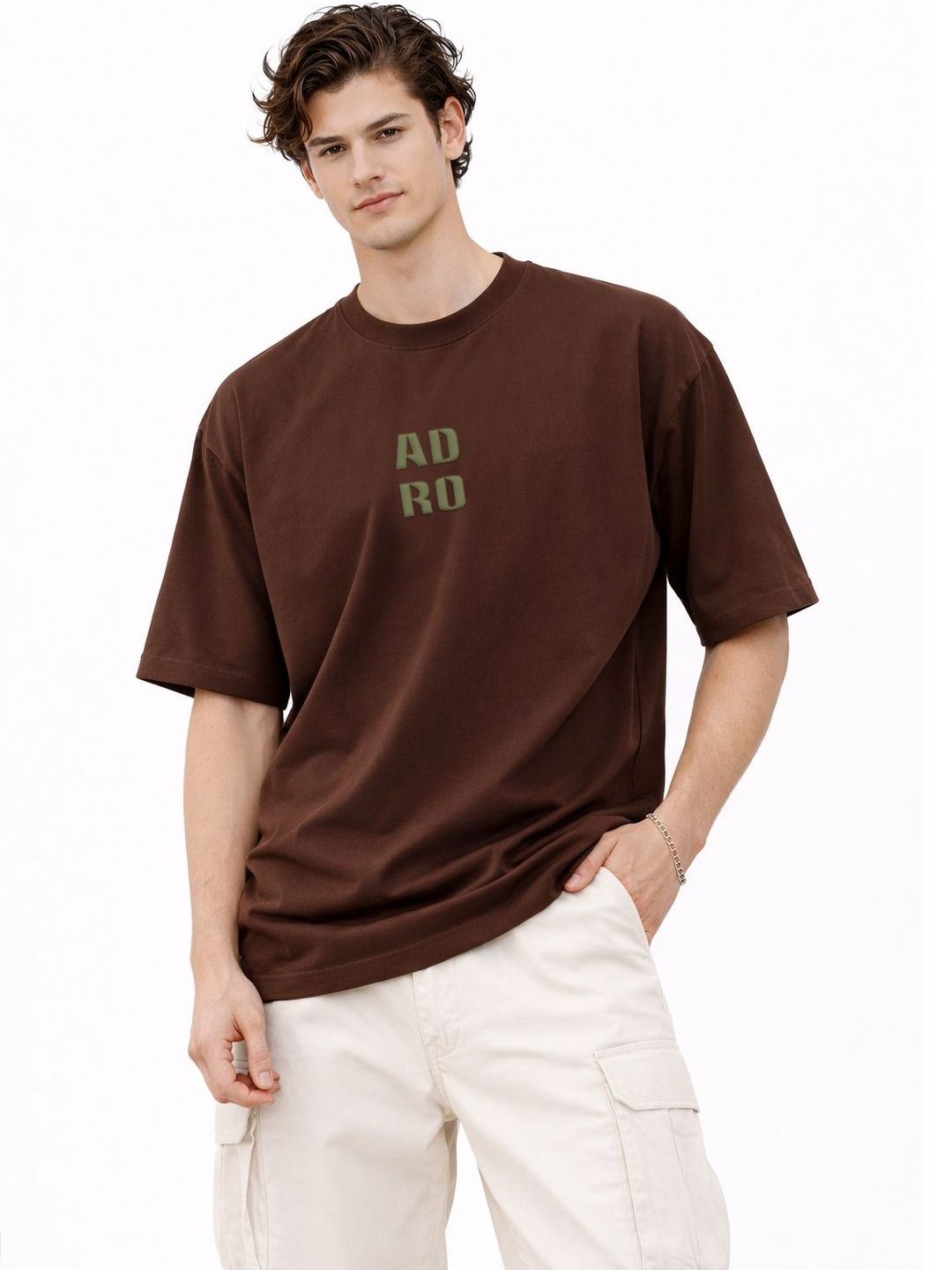 ADRO Men Printed Drop-Shoulder Sleeves T-shirt