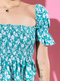DressBerry Women Floral Printed Cinched Waist Top