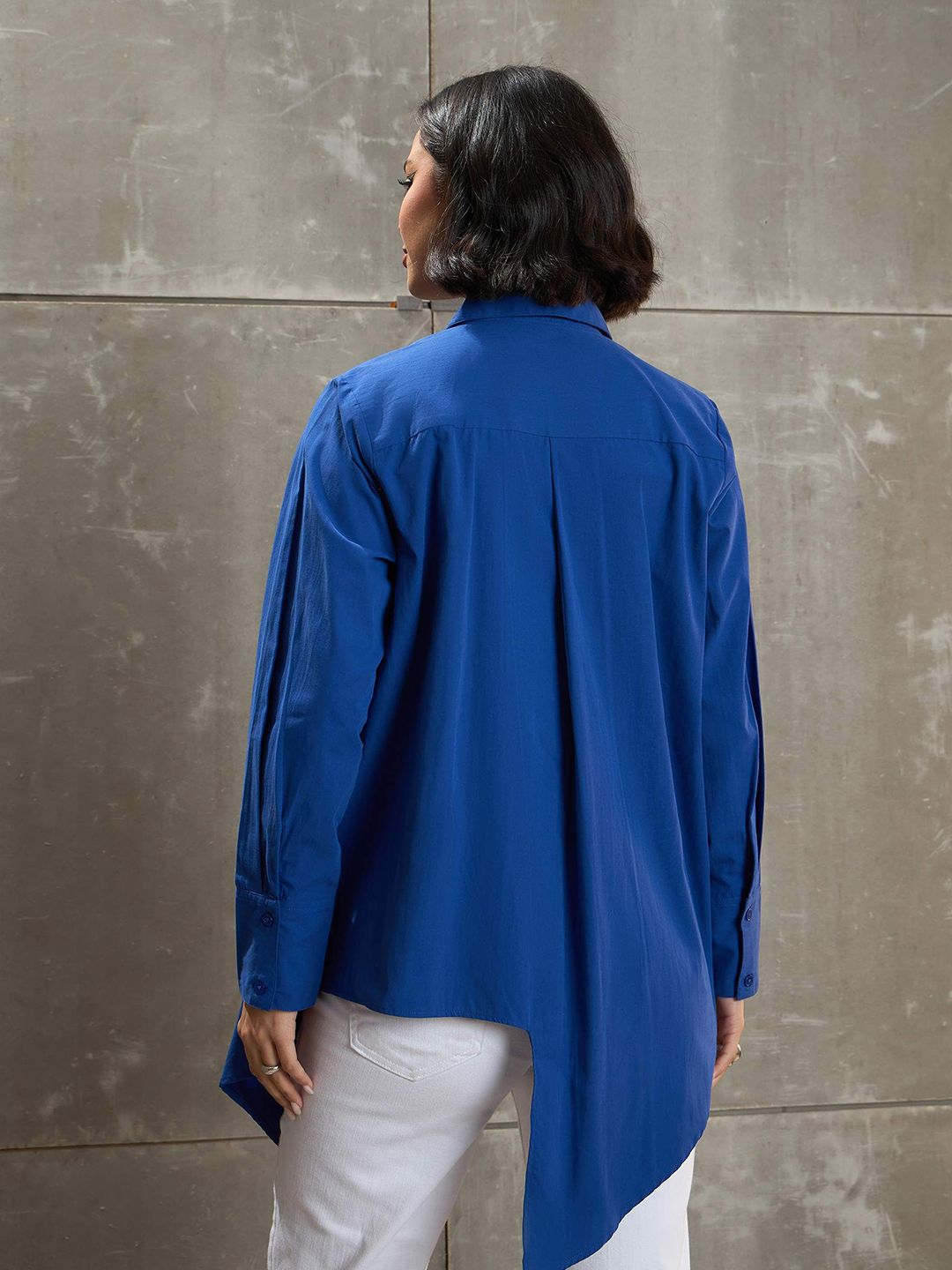 SASSAFRAS Women Relaxed Fit Spread Collar Solid Cotton Casual Shirt