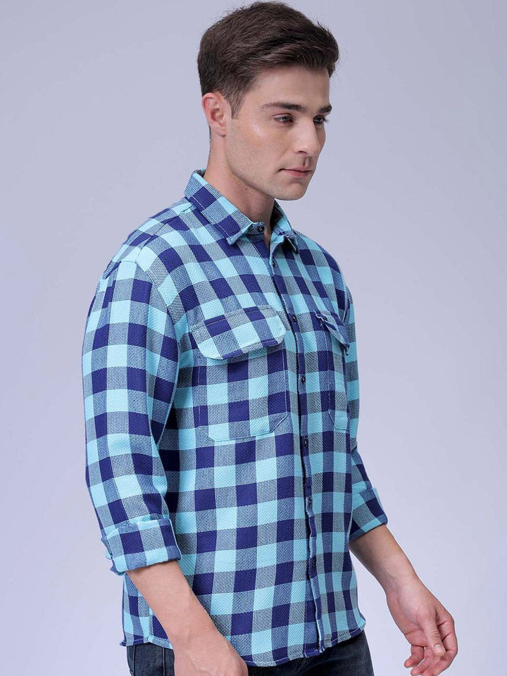 The Indian Garage Co Men Relaxed Fit Checked Dobby Textured Resortwear Shirt