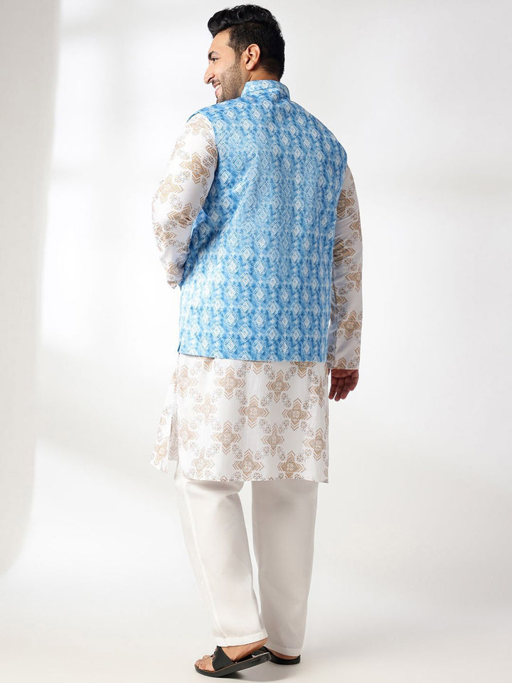 SOJANYA PLUS Men Plus Size Geometric Printed Kurta with Pyjamas