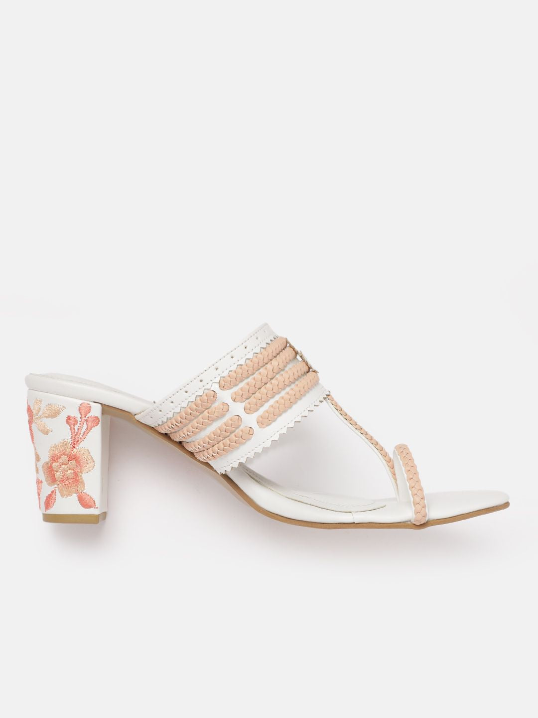 House of Pataudi Open Toe Woven Design Block Heels