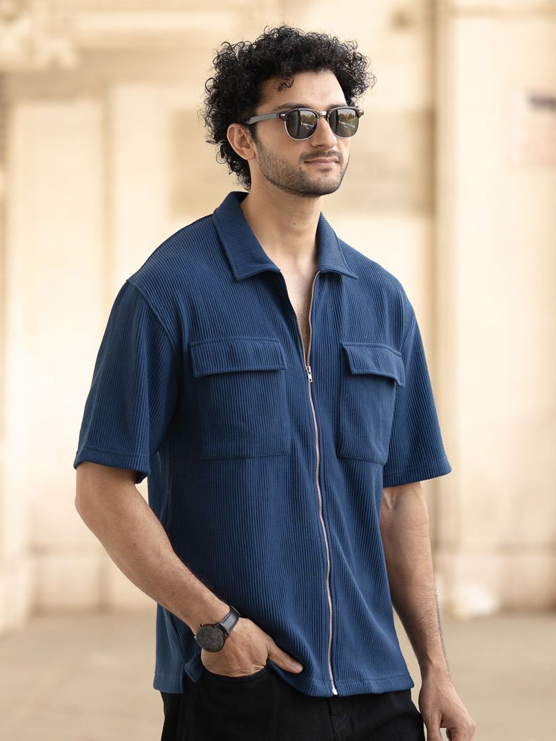Powerlook Men Oversized Fit Spread Collar Solid Casual Shirt