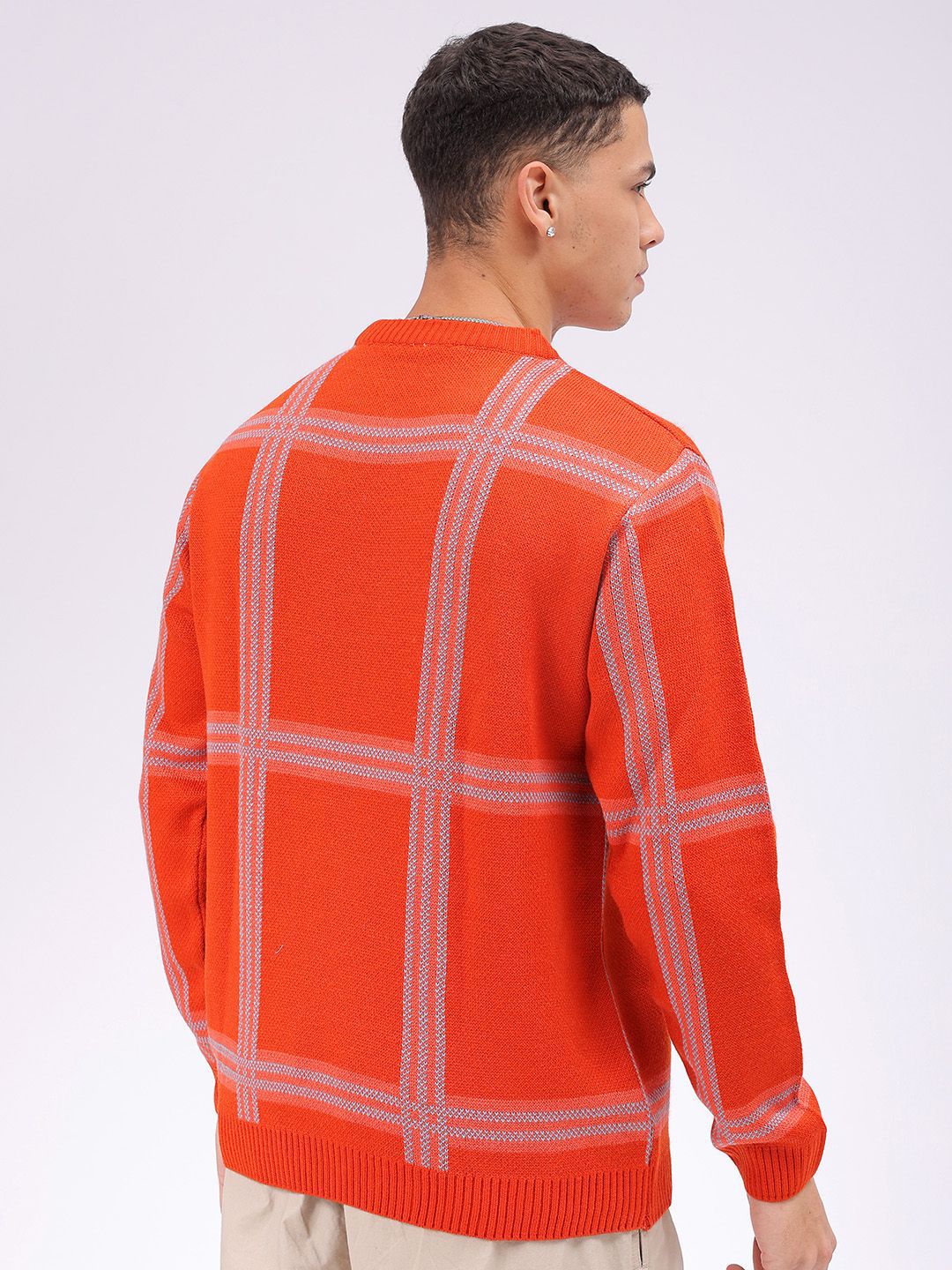 The Indian Garage Co Men Checked Pullover Sweater