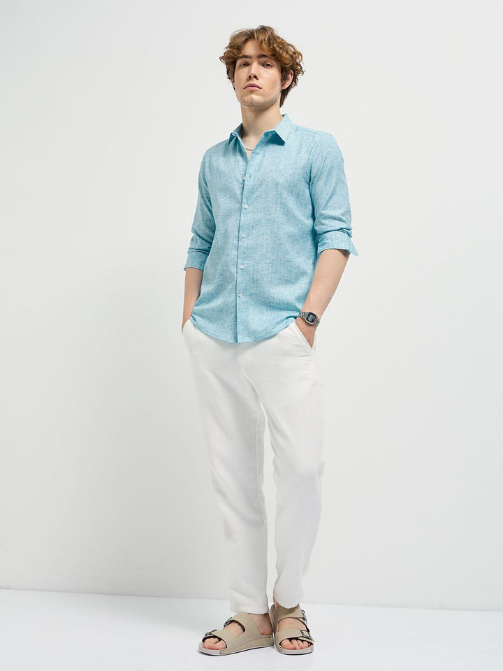 THE BEAR HOUSE Men Spread Collar Solid Casual Shirt