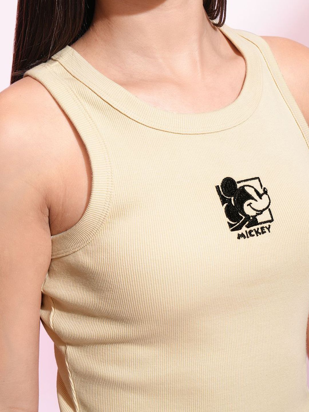 Tokyo Talkies Disney Women Mickey Mouse Embroidered Crop Tank Top