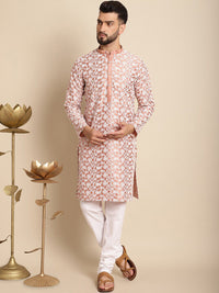 Anouk Floral Embroidered Band Collar Regular Kurta with Churidar
