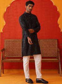 Jompers Men Embroidered Regular Sequinned Kurta with Pyjamas