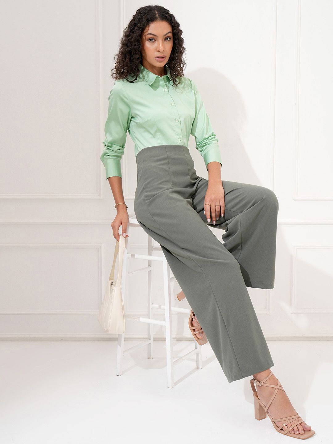 Tokyo Talkies Women Solid Buttondown Satin Shirt