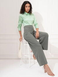 Tokyo Talkies Women Solid Buttondown Satin Shirt