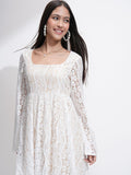 Tokyo Talkies Women Lace Fit Flare Mini Dress
