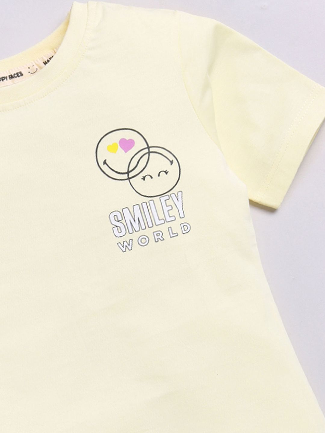 Happy Faces Girls Conversational Printed Pure Cotton Longline T-shirt