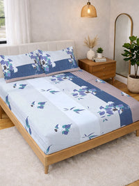 Myntra Elegant Homes Multicoloured Floral 300 TC King Bedsheet with 2 Pillow Covers