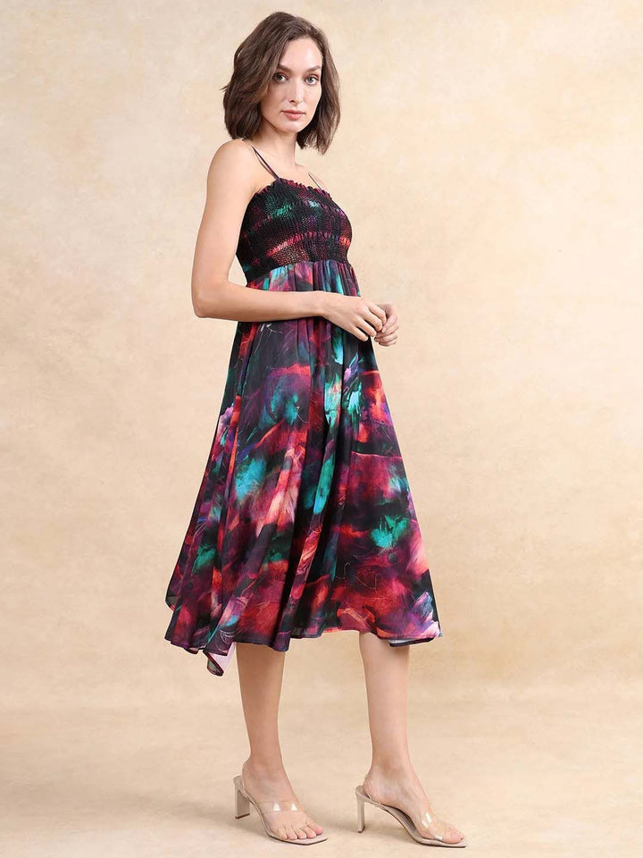 RAREISM Floral Print Fit & Flare Midi Dress