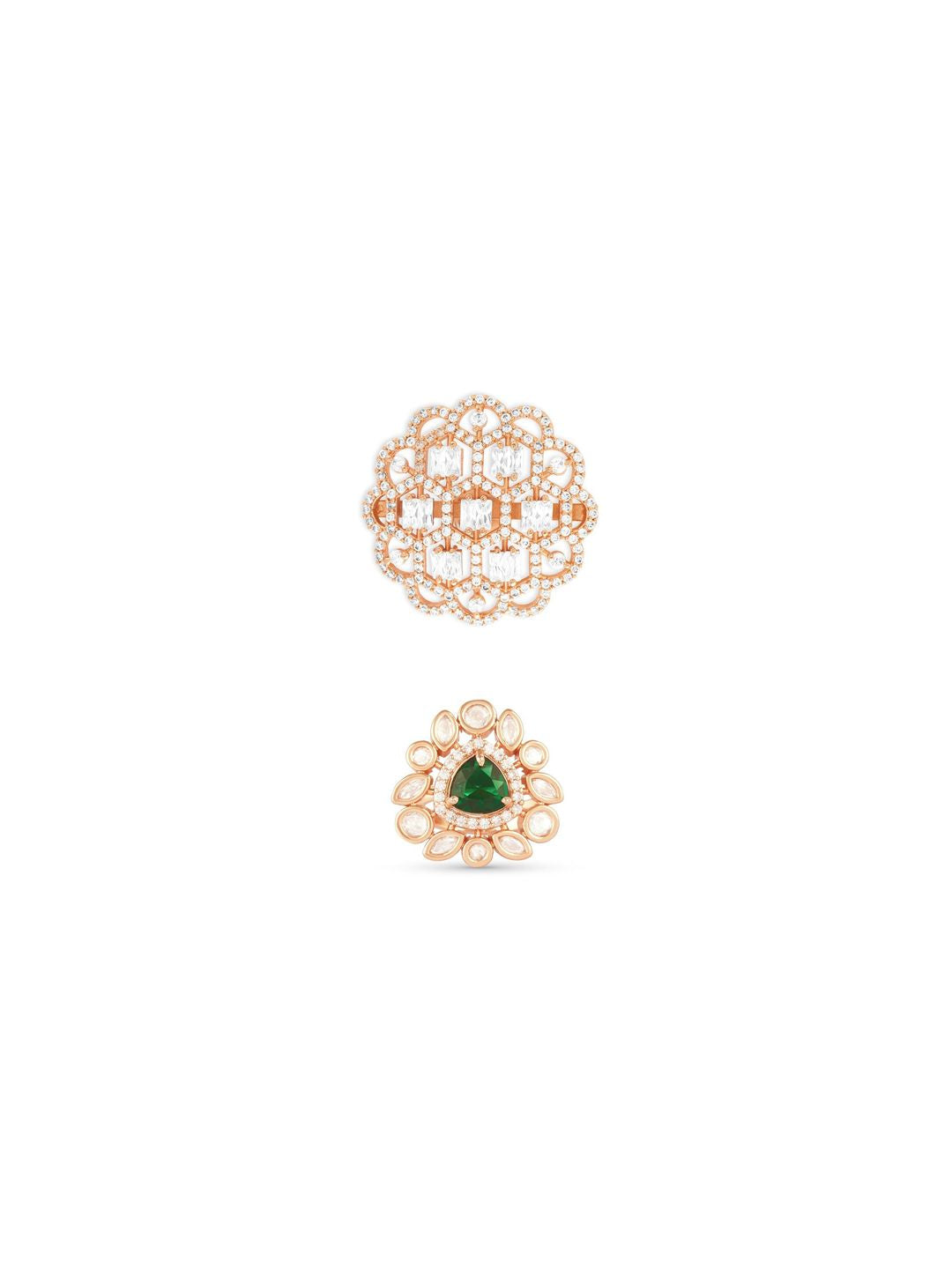 Zaveri Pearls Set Of 2 Cubic Zirconia Stone-Studded Adjustable Finger Rings