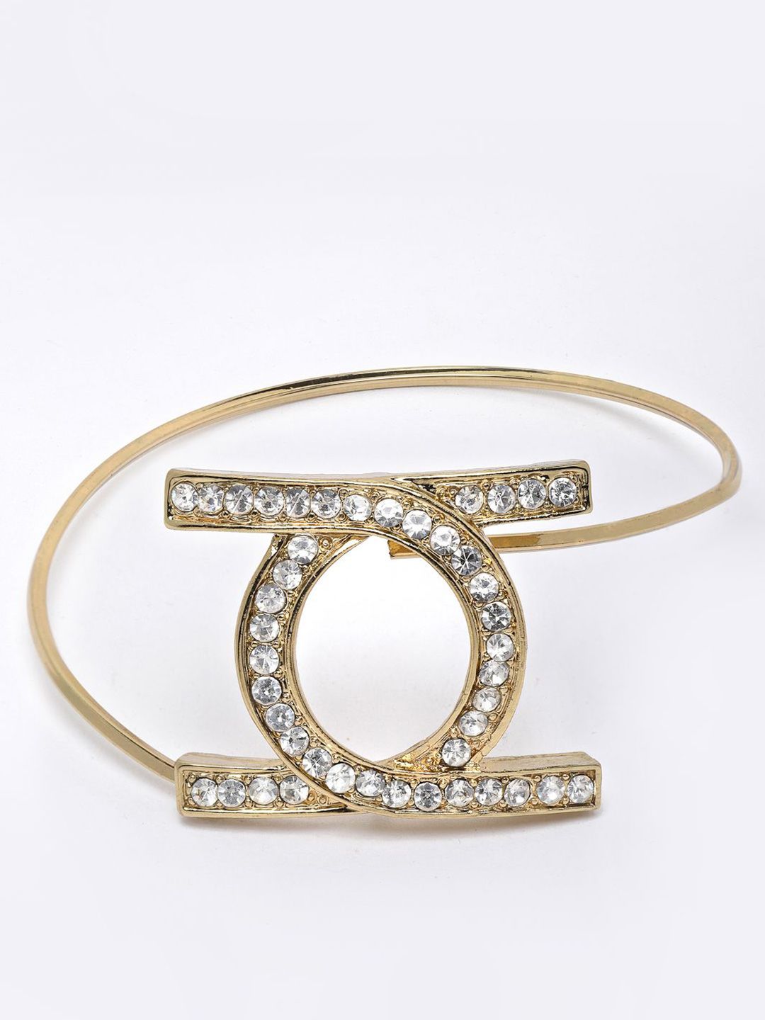 DressBerry Women Brass Cubic Zirconia Gold-Plated Kada Bracelet