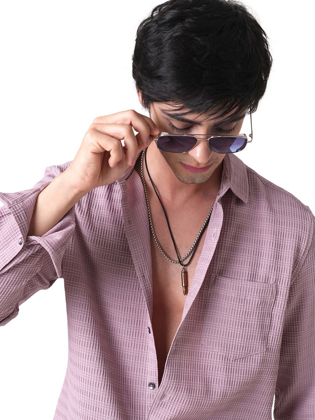 VASTRADO Men Classic Spread Collar Textured Slim Fit Casual Shirt