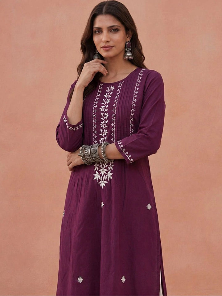 Kurta Sulam Benang Sulam Wanita Rumah Chikankari