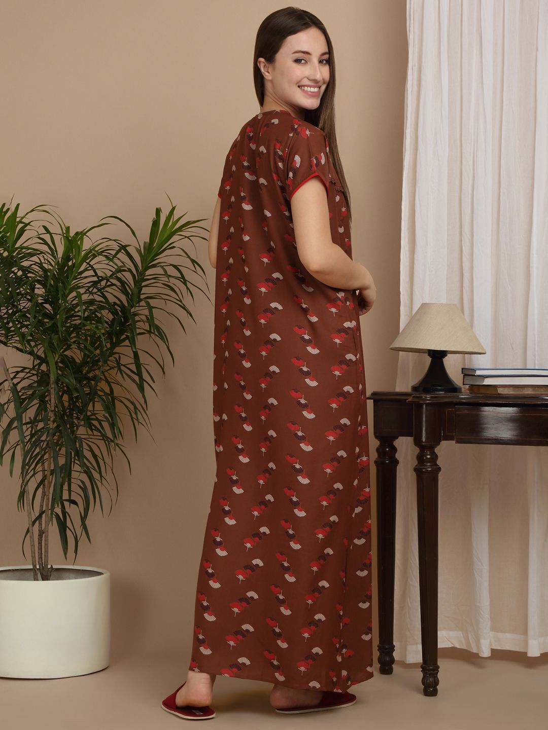 Sweet Dreams Women's Pure Cotton Printed Maxi Nightdress
