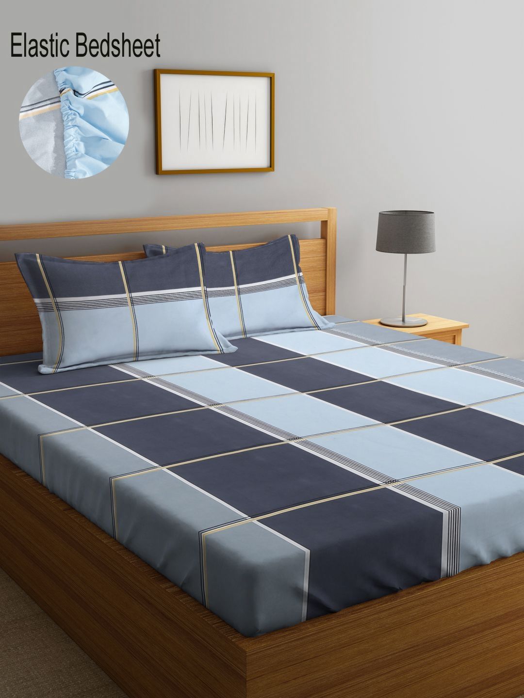 Myntra Elegant Homes Biru 300 TC Dilengkapi Cadar King & 2 Sarung Bantal-250X220 cm