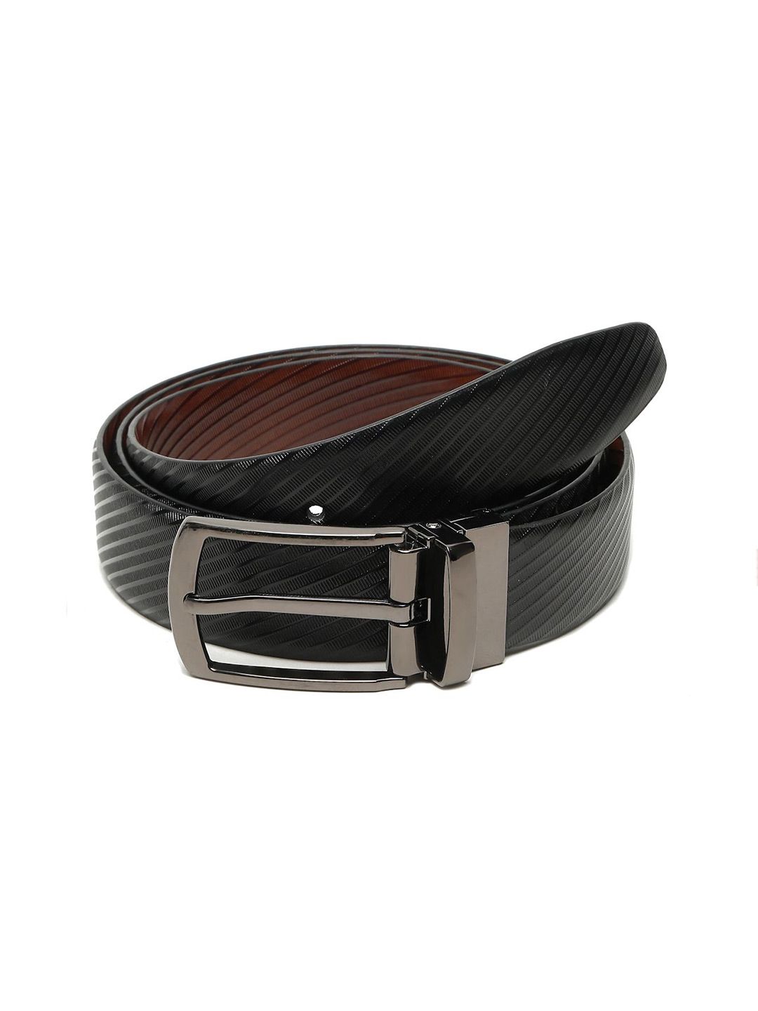 Teakwood Leathers Men Textured Leather Reversible Formal Belt