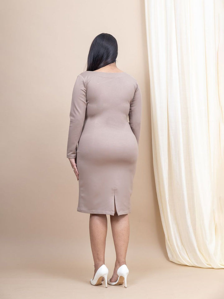 Mamicha Stellar Women Asymmetric Neck Sheath Plus Size Dress