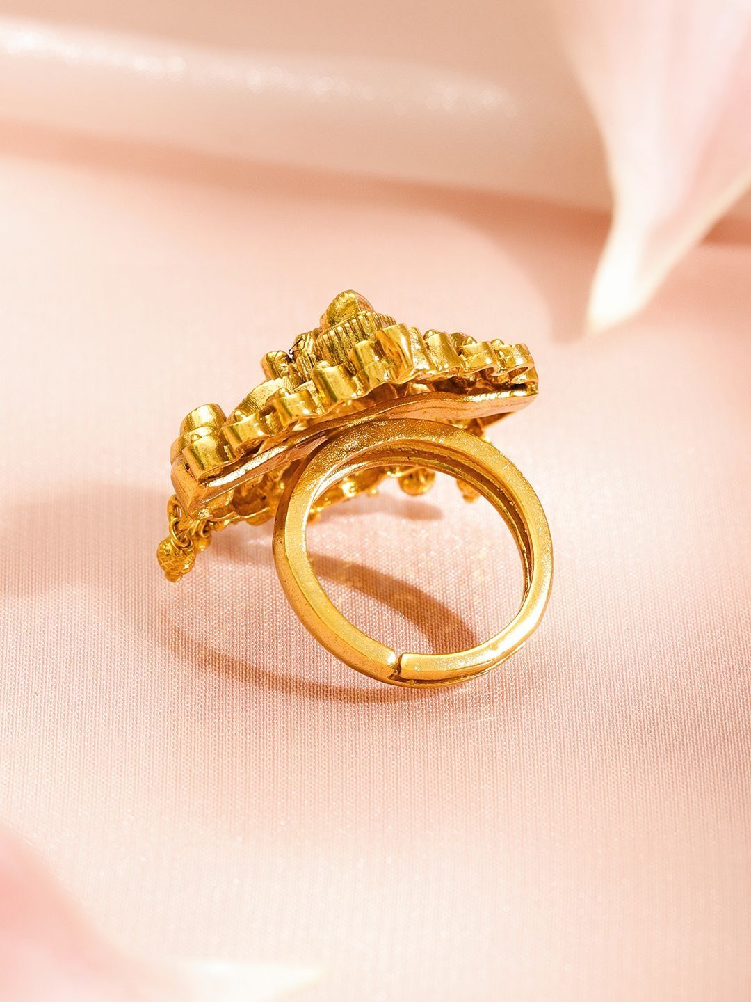 Rubans 18K Gold-Plated Goddess Lakshmi Cincin Jari Penyesuaian
