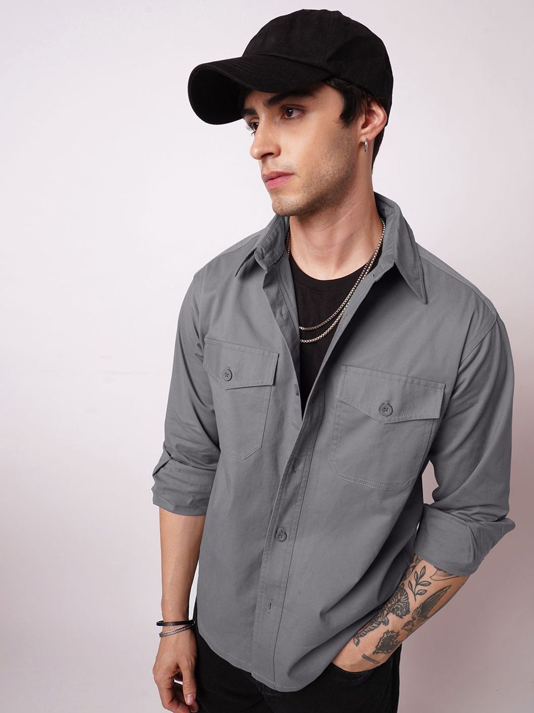VASTRADO Men Classic Fit Solid Spread Collar Cotton Casual Shirt
