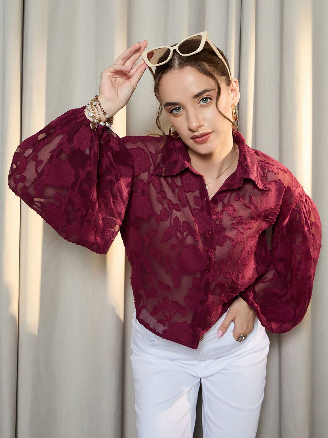 Berrylush Floral Shirt Style Top