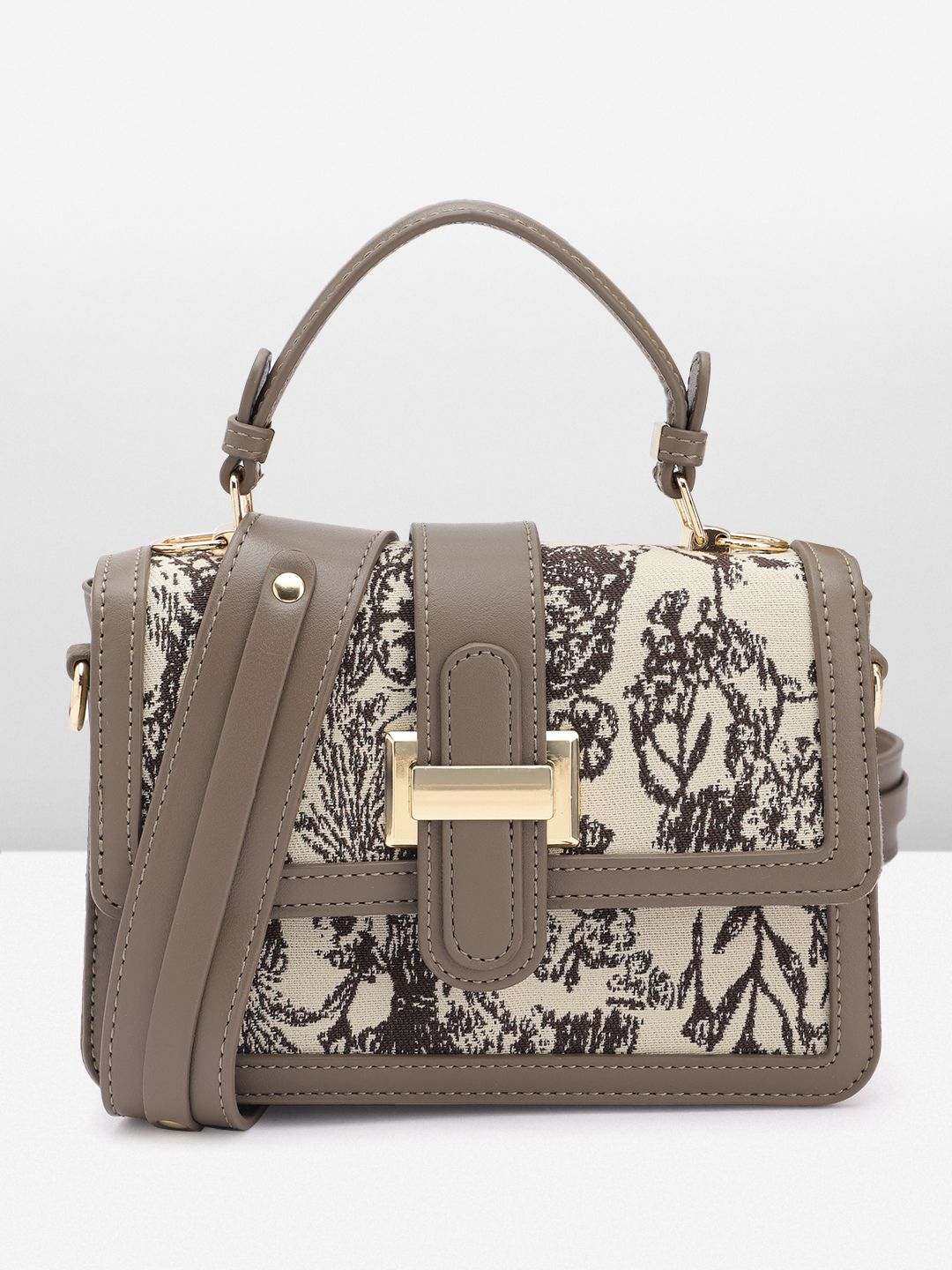 Lino Perros Floral Textured Structured Satchel Bag