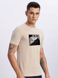 ADRO Typography Printed Round Neck Cotton T-shirt