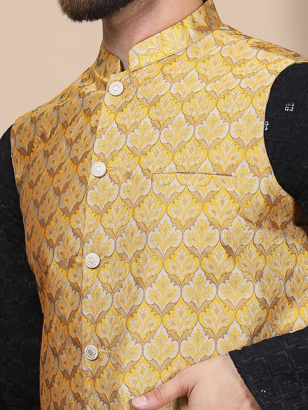Anouk Black Geometric Embroidered Sequinned Pure Cotton Straight Kurta with Churidar