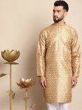 Anouk Ethnic Motifs Printed Band Collar Sequins Detail Silk Cotton Straight Kurta