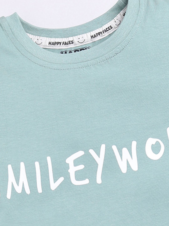Happy Faces Kids Girls Typography Printed Pure Cotton Longline T-Shirt