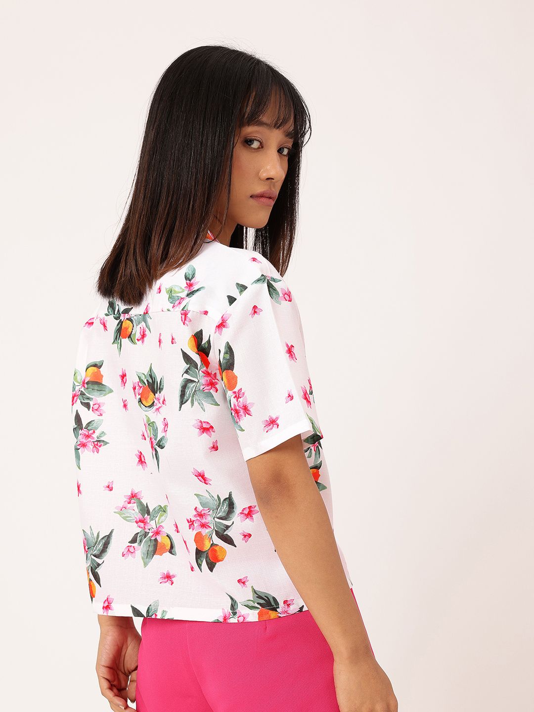 DressBerry Chic Blooming Printed Boxy Casual Shirt