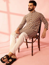 Anouk Men Embroidered Regular Sequinned Pure Cotton Kurta with Pyjamas