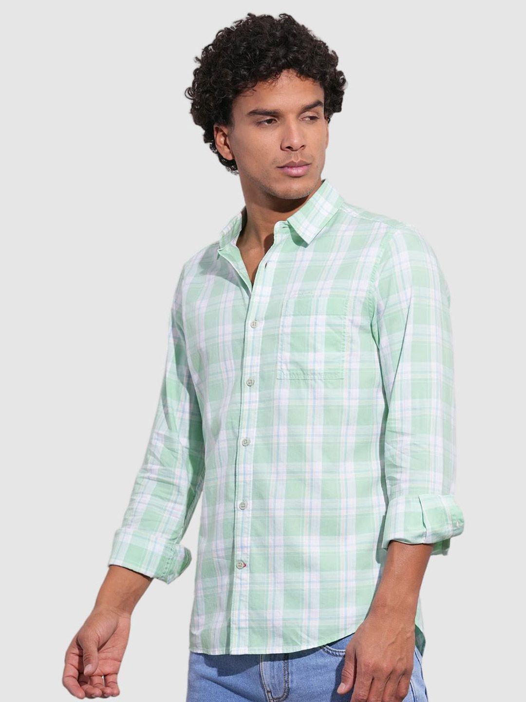 Being Human Men Classic Slim Fit Opaque Checked Casual Shirt